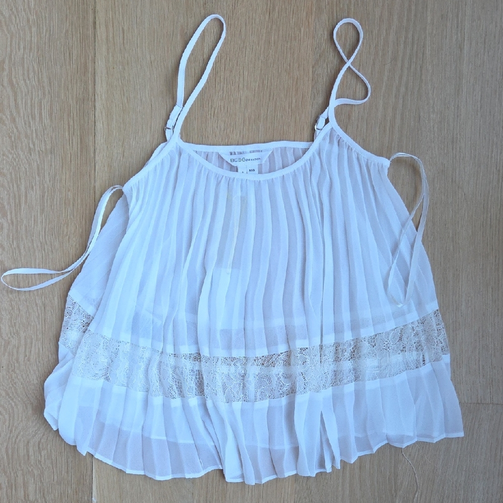 White Pleated Women's Top